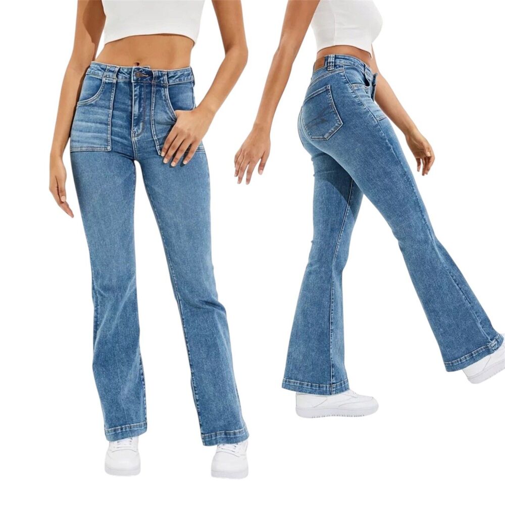 American Eagle Jean Women Super High Rise Flare Next Level Stretch Size 6